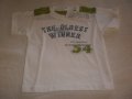  Детска тениска за момче бяло със зелена платка, размер 30, 32, снимка 1 - Детски Блузи и туники - 28913704