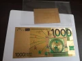 Позлатена с 24 карата злато 1000 евро със сертификат, снимка 1
