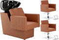 Фризьорски комплект Tom 2x хидравлични въртящи се фризьорски стола с керамична купа FJ-83023 ZESTAW