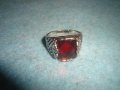 СТАР МЕДЕН ПОСРЕБРЕН ПРЪСТЕН с ЮВЕЛИРНО ФАСЕТИРАН ГОЛЯМ ГРАНАТ АРИСТОКРАТИЧНО АРТ ДЕКО БИЖУ 25194, снимка 12