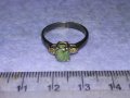 Стар АНГЛИЙСКИ СРЕБЪРЕН ПРЪСТЕН ЛАКИРАНО СРЕБРО 925 с НАТУРАЛЕН ШЛИФОВАН НЕФРИТ и ЦИРКОНИ 39897, снимка 12
