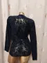 М Черна еластична прозрачна блуза с релефни кадифени цветя , снимка 4