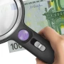 Професионална голяма увеличителна лупа LED и UV осветление мощна 5X 13X 20X стъклена четене на книги, снимка 5