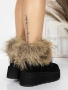 Боти на платформа - черен ЕСТЕСТВЕН велур с бежов ЕСТЕСТВЕН косъм, снимка 1