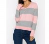 Дамски пуловер в розово и сиво марка Basics & More - S, снимка 1 - Блузи с дълъг ръкав и пуловери - 38380638