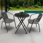 Комплект Thasos – 2 стола и сгъваема маса с темперирано стъкло, антрацит, снимка 2