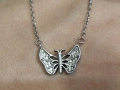 Сребърен синджир с висулка Пеперуда (345), снимка 2