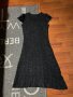 Черна плетена рокля с къс ръкав от заешка кожа, снимка 3