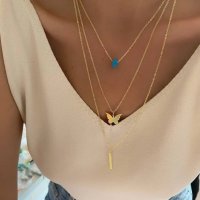 Gold necklace –butterfly -stone, снимка 1 - Колиета, медальони, синджири - 37682060
