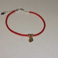 Дамска гривна червен шнур и сребърно сърце със покритие от розово злато, снимка 8 - Гривни - 28244551