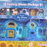 Комплект къща за кукли с аксесоари и каляска , снимка 1 - Играчки за стая - 43004748