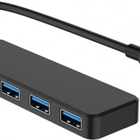 USB хъб с 4 порта USB 3.0, с 30 см кабел, ултра тънък, изключително лек, снимка 1 - Други - 40214509