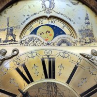 Стар стенен часовник с махало, 4/4 Westminster Frisian Warmink Wuba с фаза на луната, снимка 8 - Антикварни и старинни предмети - 43750472