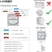 LANBON LCD 1/2/3Gang интелигентен превключвател за осветление L8-HS, за използване в цялата къща,, снимка 4 - Друга електроника - 43900197