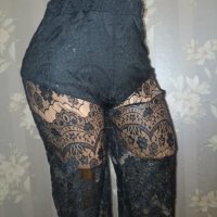 Дантелен панталон с широк крачол и вградени бикини XS, снимка 5 - Панталони - 43580131