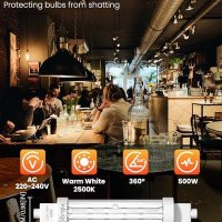 Нови 4 броя 500W R7S Халогенни Лампи 118mm Дълготрайност и Безопасност, снимка 3 - Крушки - 43423205