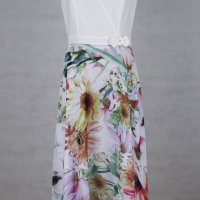 Дълга лятна рокля в цвят екрю на цветя марка Risca , снимка 2 - Рокли - 32561004