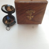Компас бронзов в дървена кутия с ретро дизайн, снимка 5 - Подаръци за жени - 43053044