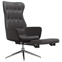 Релакс стол с опора за крака, лъскаво черно, изкуствена кожа, снимка 1 - Столове - 43785975