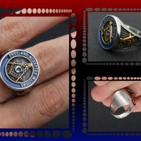 Мъжки  Масонски стоманен пръстен Stainless Steel 316L, снимка 5 - Пръстени - 28311614
