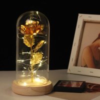 🌹 Вечна роза в стъкленица с LED светлина - ПРОМОЦИЯ, снимка 4 - Изкуствени цветя - 43022541