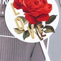LOVE роза кръгъл бял твърд Акрил топер за торта украса, снимка 1 - Други - 28602941