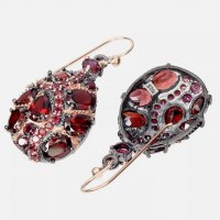 Уникално красиви ръчно изработени сребърни обеци с Гранати и Рубини, снимка 5 - Обеци - 37787374