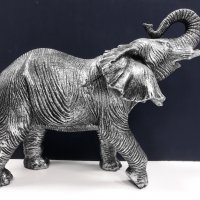 Сребрист импозантен голям слон , снимка 4 - Декорация за дома - 35007730