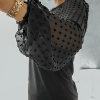 Официална блуза с ръкави от тюл  , снимка 3 - Блузи с дълъг ръкав и пуловери - 44078925