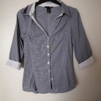 Нова риза H&M синя бяла райе 3/4 S размер, снимка 1 - Ризи - 33272149