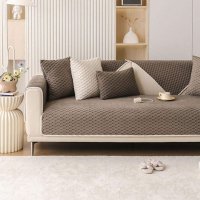 ТОПЛО ЗИМНО ПОКРИВАЛО ПРОТЕКТОР ЗА ДИВАН CHOCOLATE BROWN 3D GRID PATTERN SOFA COVER, снимка 2 - Други - 43127776