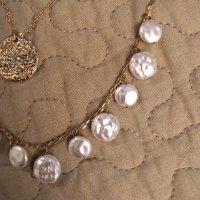 намалена Позлатена сребърна огърлица с естествени перли , снимка 4 - Колиета, медальони, синджири - 33176071