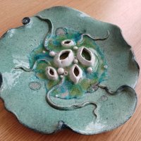 керамична чиния, ръчна изработка, закупена от изложение в Португалия, снимка 3 - Декорация за дома - 40287480