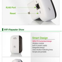 Безжичен Repeater на Wi-Fi сигнал с вграден усилвател WF13, снимка 5 - Друга електроника - 38121593