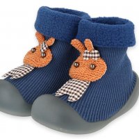 Полски бебешки обувки чорапки, Сини със зайче , снимка 4 - Бебешки обувки - 38649399