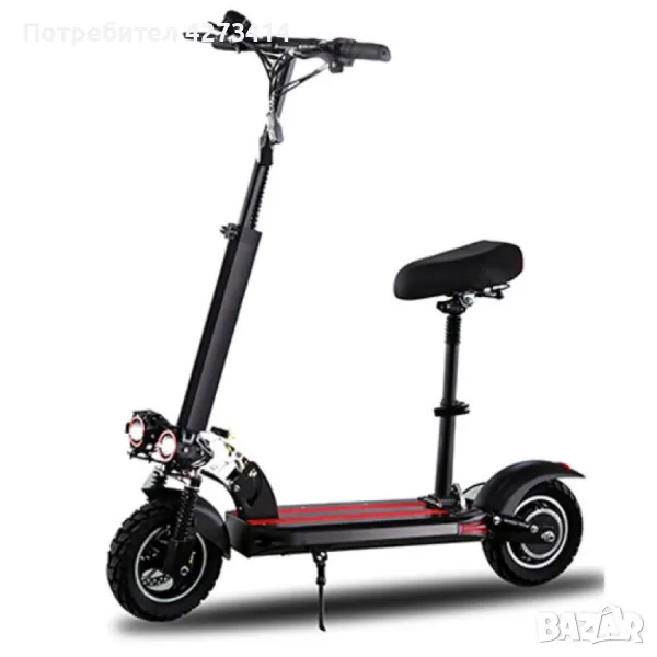 Супер бързият електрически сгъваем скутер в черно с червено, снимка 1