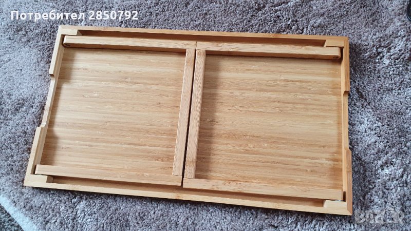 Нова Бамбукова Масичка за закуска в леглото, лаптоп, таблет, за работа, снимка 1