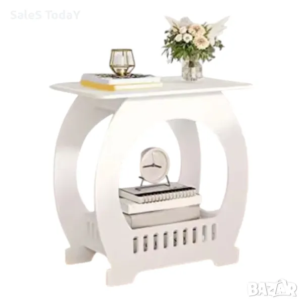 Помощна маса, масичка на две нива, Бяла, 40см, снимка 1