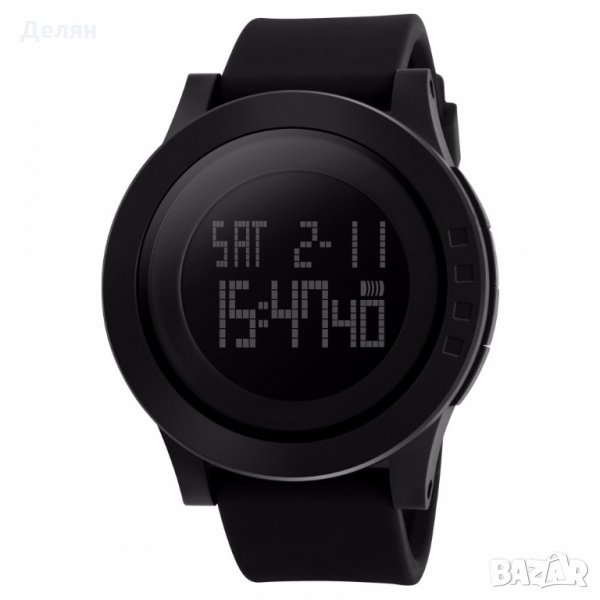 Мъжки електронен часовник, черен, масивен, DUAL TIME, снимка 1
