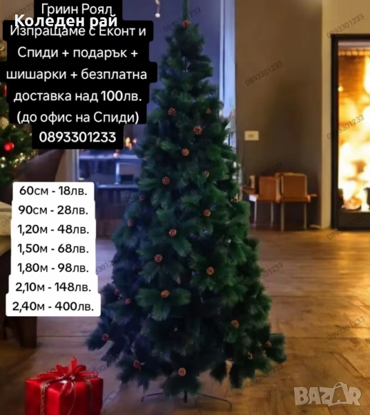 ЗЕЛЕНИ ЕЛХИ Гриин Роял с ДЕБЕЛ КЛОН и МЕТАЛНА СТОЙКА + ДВА ПОДАРЪКА , снимка 1