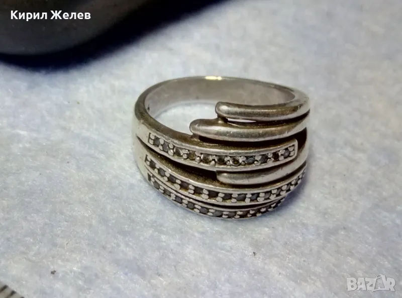 ФЕШЪН АРТ ДИЗАЙН СКЪПОЦЕНЕН СРЕБЪРЕН ПРЪСТЕН СРЕБРО 925 CSF с ЮВЕЛИРНО ФАСЕТИРАНИ ЦИРКОНИ 41435, снимка 1