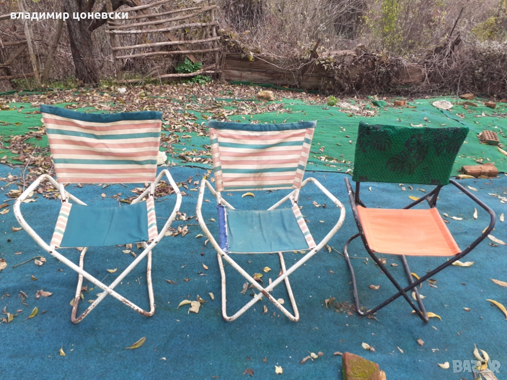 Стари сгъваеми столове,сгъваем стол,шезлонг, снимка 1