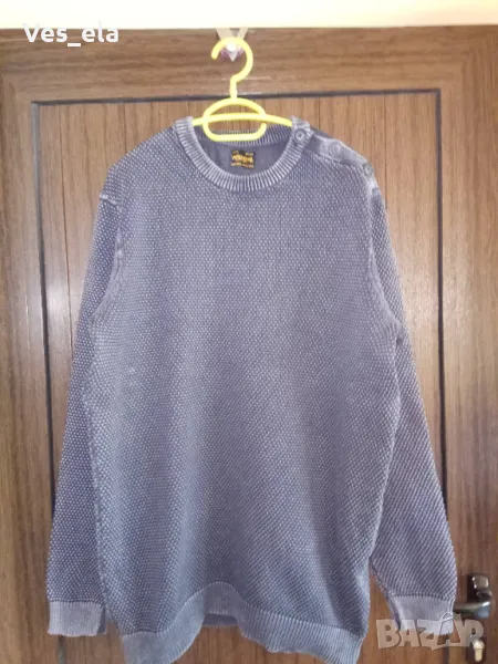 мъжка сива зимна блуза с ефектни копчета, снимка 1