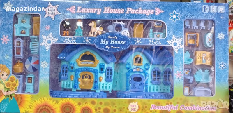 Комплект къща за кукли с аксесоари и каляска , снимка 1