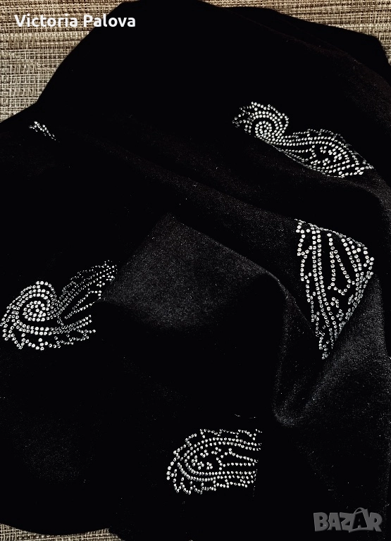 Луксозен голям вълнен шал с блестящи камъчета, снимка 1