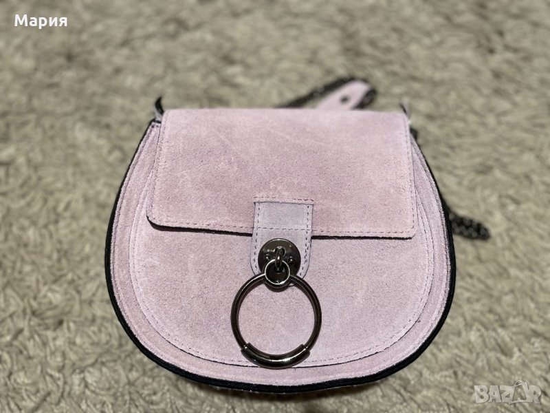 Велурена лилава чанта, снимка 1