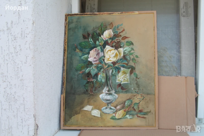 Стар акварел на дебел картон, снимка 1