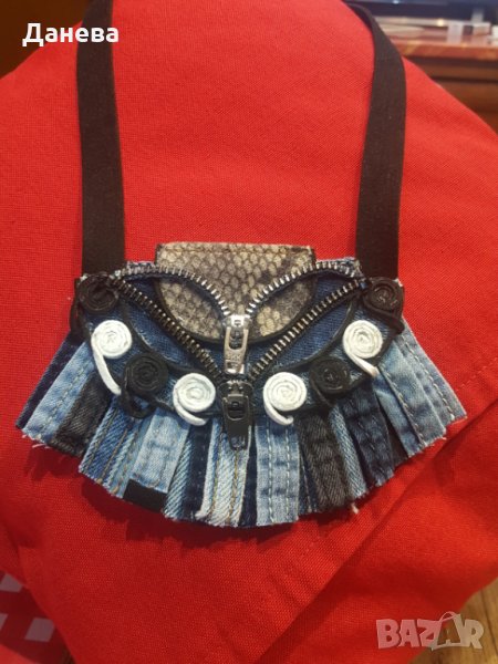 Колие  от дънков плат , снимка 1