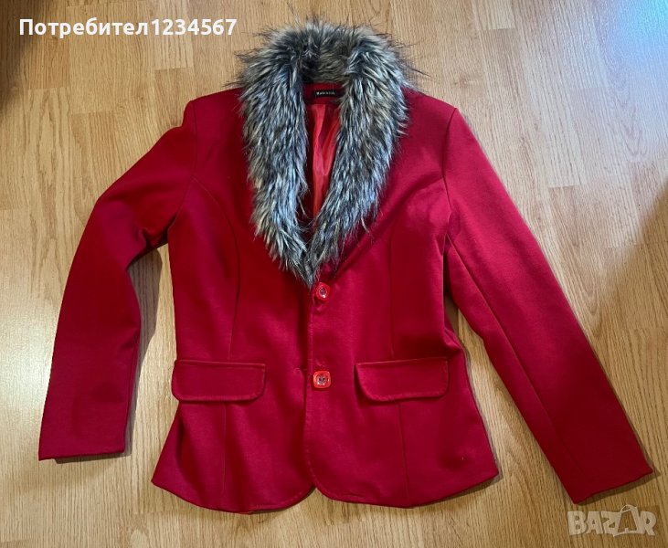 Червено сако- яка с косъм, снимка 1