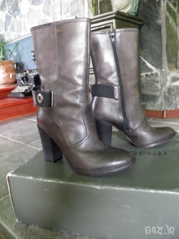 G-star оригинални боти от естествена сива кожа Uk4/37, снимка 1
